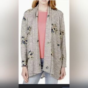 Anthropologie Fig and Flower embroidered cardigan Sz M